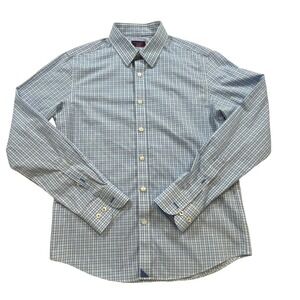 UNTUCKit Mens‎ Medium Slim Fit 100% Cotton Blue Plaid Long Sleeve Button Down